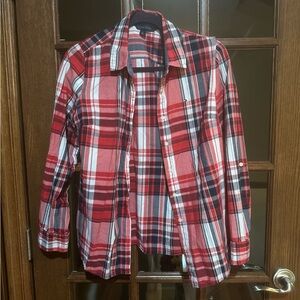 Tommy Hilfiger Classic Fit Red and White Plaid Shirt